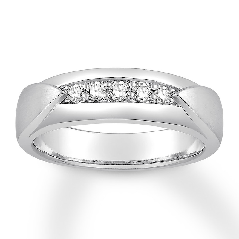 Main Image 1 of Previously Owned Men's Diamond Band 1/4 ct tw 14K White Gold Size 14.5