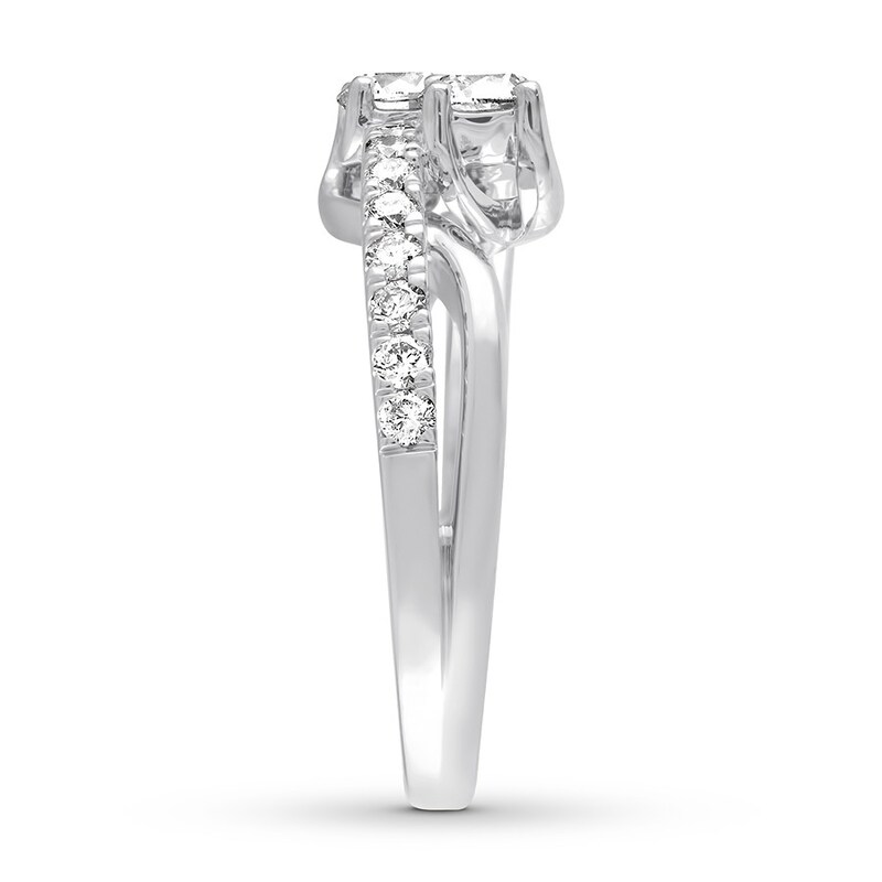 Main Image 2 of Previously Owned Ever Us Two-Stone Anniversary Diamond Ring 1 ct tw Round-cut 14K White Gold Size 8.75