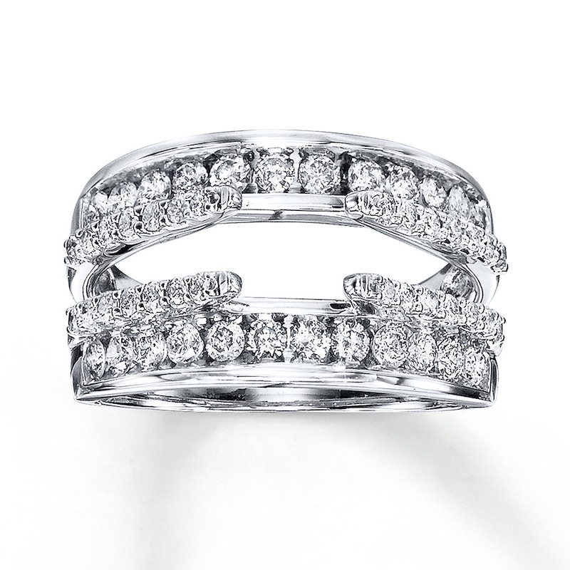 Main Image 1 of Previously Owned Diamond Enhancer Ring 1 ct tw Round-cut 14K White Gold - Size 11.75