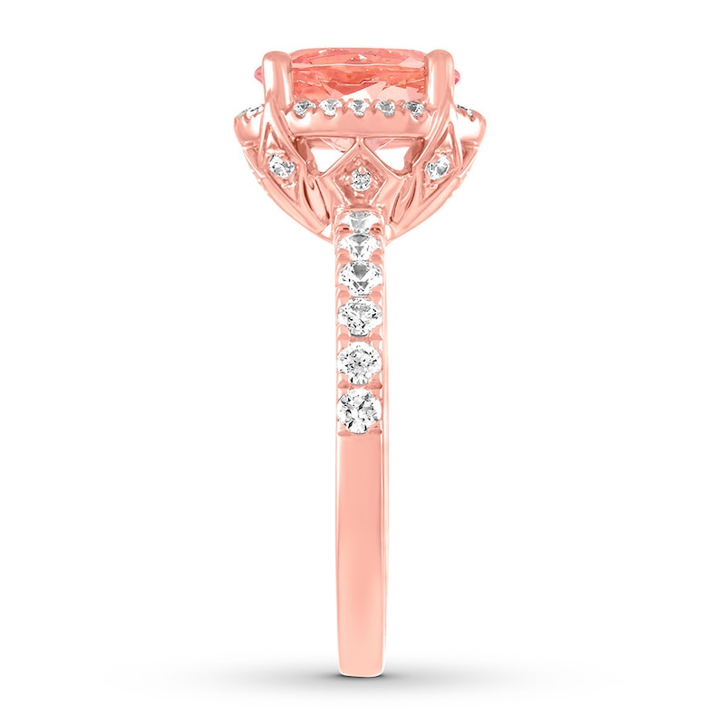 Main Image 2 of Previously Owned Morganite Engagement Ring 1/2 ct tw Round-cut Diamonds 14K Rose Gold Size 11