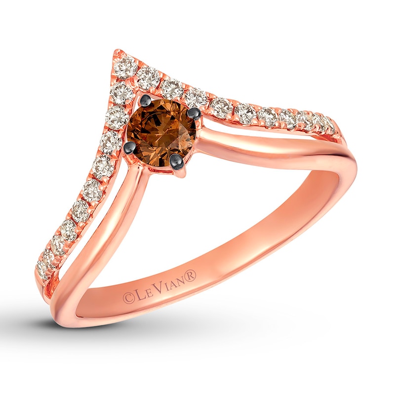 Main Image 1 of Previously Owned Le Vian Chocolate Diamond Ring 3/8 ct tw Round-cut 14K Strawberry Gold Size 9.5