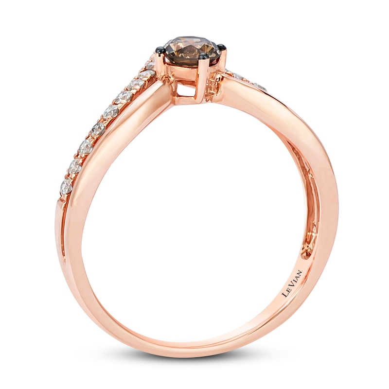 Main Image 3 of Previously Owned Le Vian Chocolate Diamond Ring 3/8 ct tw Round-cut 14K Strawberry Gold Size 9.5