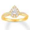 Thumbnail Image 1 of Previously Owned Diamond Engagement Ring 3/8 ct tw Pear/Round 14K Yellow Gold Size 3.75