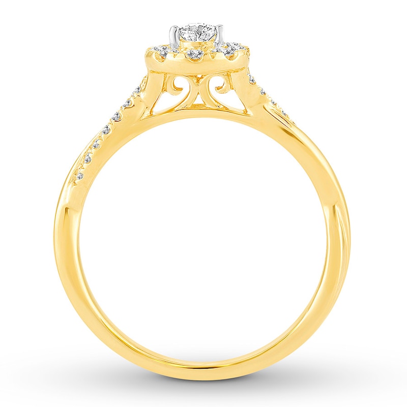 Main Image 2 of Previously Owned Diamond Engagement Ring 3/8 ct tw Pear/Round 14K Yellow Gold Size 3.75