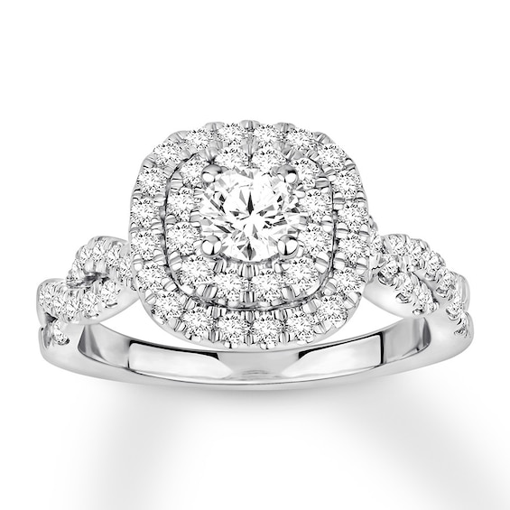Previously Owned Diamond Engagement Ring 1-1/6 ct tw Round-cut 14K White Gold Size 9.25
