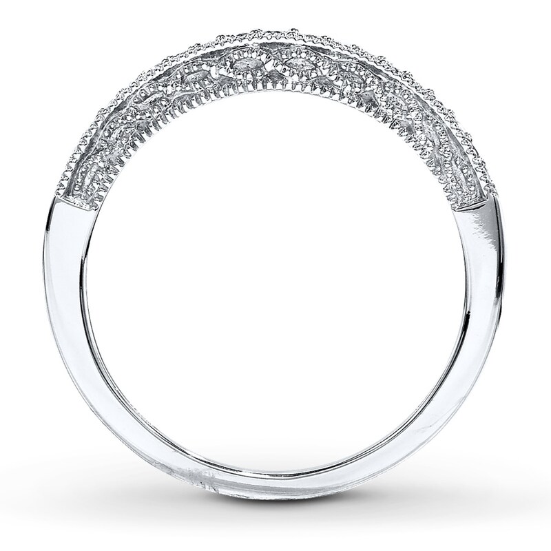 Main Image 2 of Previously Owned Wedding Band 1/6 ct tw Round-cut Diamonds 14K White Gold Size 5