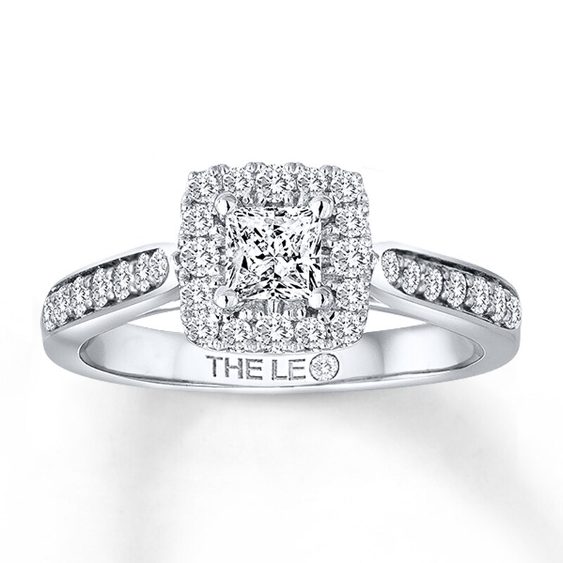 Main Image 1 of Previously Owned THE LEO Diamond Engagement Ring 3/4 ct tw Princess & Round-cut 14K White Gold - Size 10.5