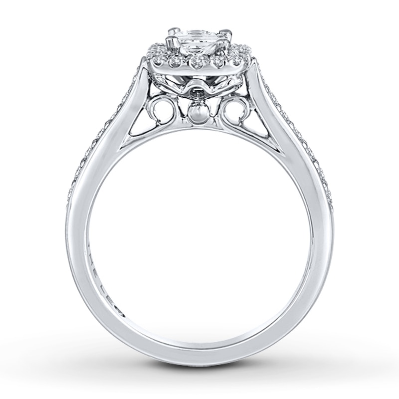 Main Image 2 of Previously Owned THE LEO Diamond Engagement Ring 3/4 ct tw Princess & Round-cut 14K White Gold - Size 10.5