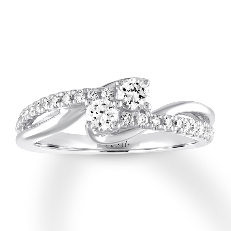 Main Image 1 of Previously Owned Ever Us Diamond Anniversary Ring 1/2 ct tw Round-cut 14K White Gold Size 12