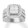 Thumbnail Image 1 of Previously Owned Diamond Engagement Ring 3 ct tw Princess & Round-cut 14K White Gold Size 8.75