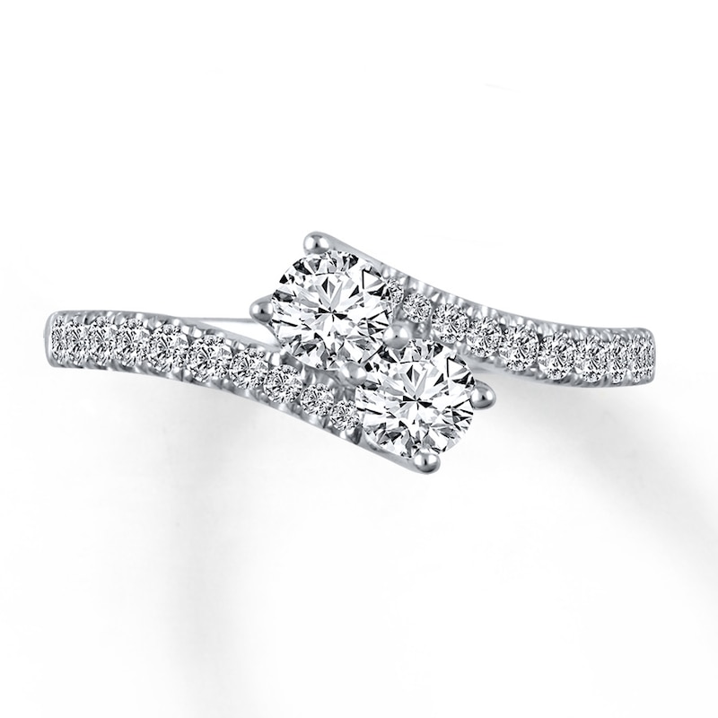 Main Image 1 of Previously Owned Ever Us Two-Stone Anniversary Ring 3/4 ct tw Round-cut Diamonds 14K White Gold - Size 3.75