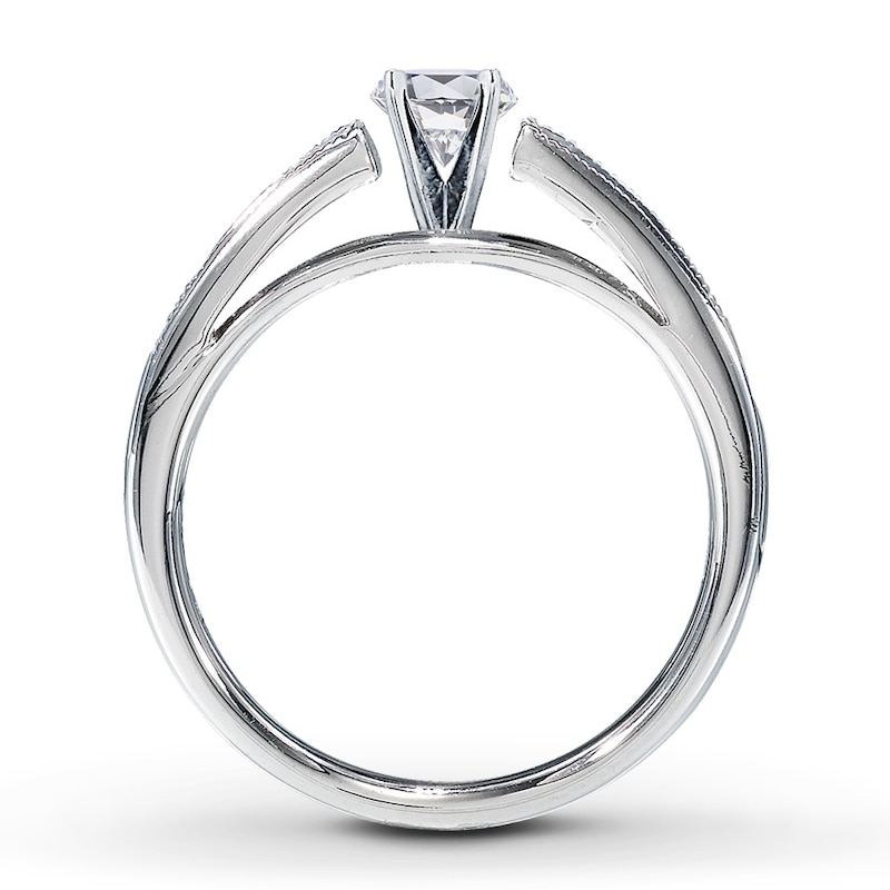 Main Image 2 of Previously Owned Diamond Engagement Ring 1-3/8 ct tw Princess-cut 14K White Gold - Size 4