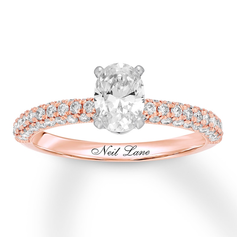 Main Image 1 of Previously Owned Neil Lane Engagement Ring 1-1/2 ct tw Oval & Round-cut Diamonds 14K Rose Gold Size 9.25