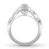 Thumbnail Image 1 of Previously Owned Diamond Engagement Ring 7/8 ct tw Baguette & Round-cut 14K White Gold - Size 12.25