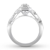 Thumbnail Image 2 of Previously Owned Diamond Engagement Ring 7/8 ct tw Baguette & Round-cut 14K White Gold - Size 12.25