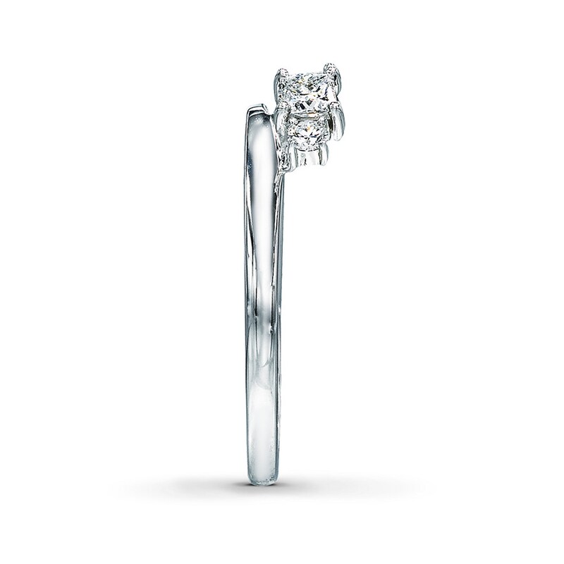Main Image 3 of Previously Owned THE LEO Diamond Enhancer Ring 1/2 ct tw Princess & Round-cut 14K White Gold - Size 9.75