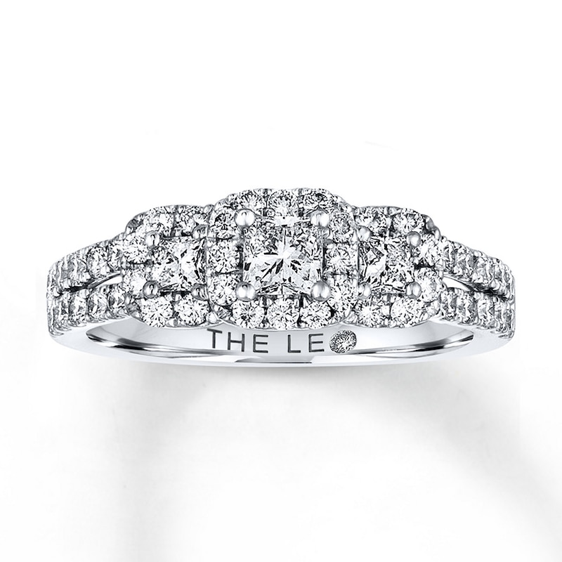 Main Image 1 of Previously Owned THE LEO Diamond Engagement Ring 7/8 ct tw Princess & Round-cut Diamonds 14K White Gold Size 4.25