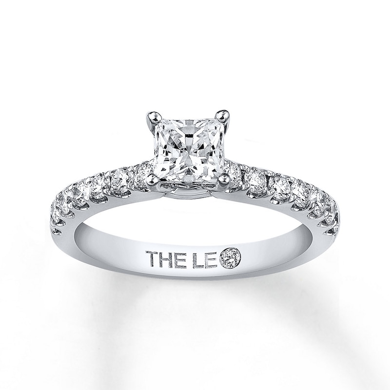 Main Image 1 of Previously Owned THE LEO Diamond Engagement Ring 1-1/8 ct tw Princess & Round-cut Diamonds 14K White Gold Size 8.25