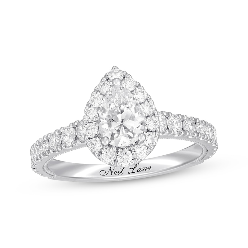 Main Image 1 of Previously Owned Neil Lane Premiere Diamond Engagement Ring 1-1/2 ct tw Pear & Round-cut 14K Gold Size 4
