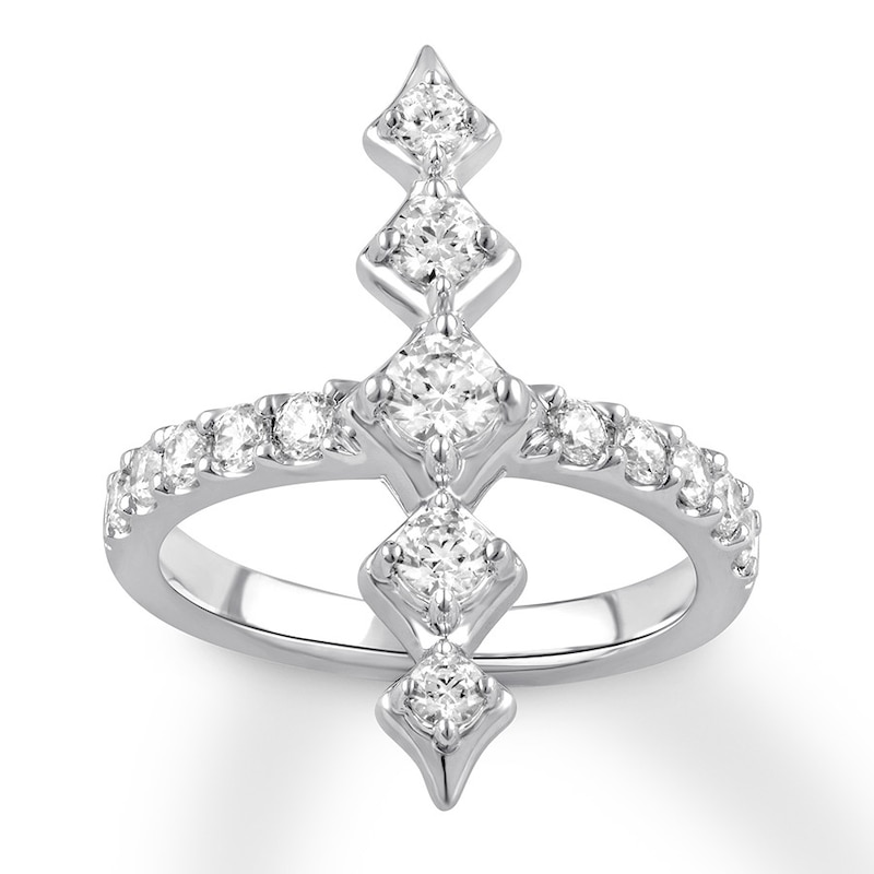 Main Image 1 of Previously Owned Diamond North-South Ring 1 ct tw Round 14K White Gold Size 10.5