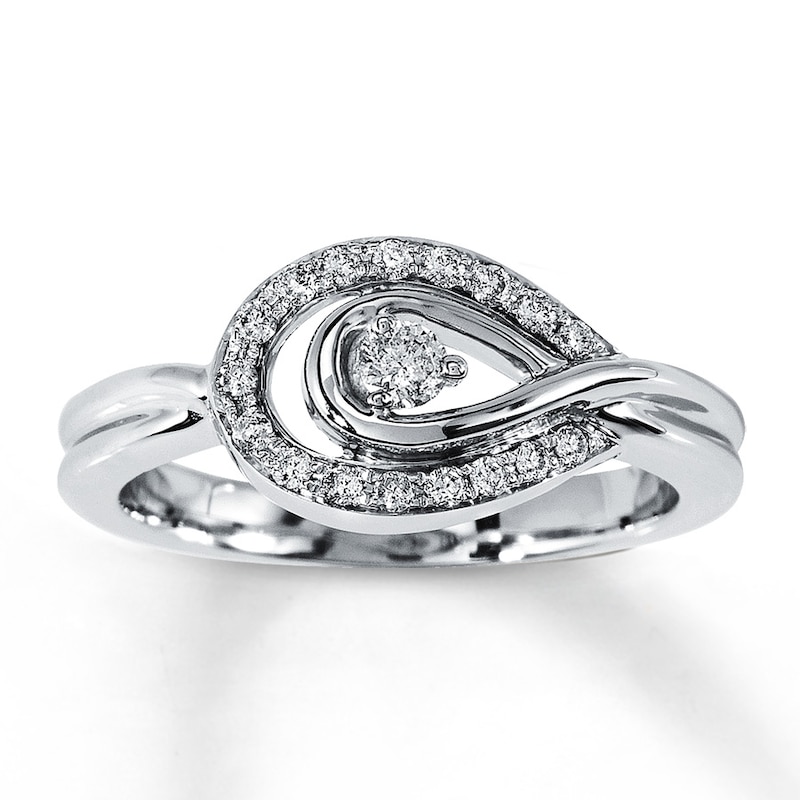 Main Image 1 of Previously Owned Engagement Ring 1/3 ct tw Round-cut Diamonds 10K White Gold Size 2.25