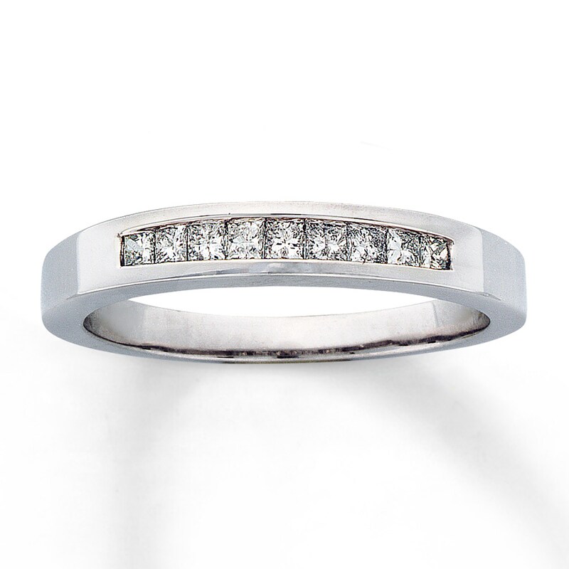 Main Image 1 of Previously Owned Diamond Wedding Band 1/4 ct tw Princess-cut 14K White Gold Size 4.75