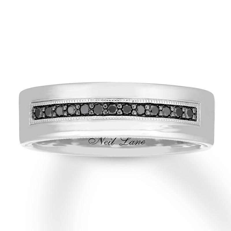 Main Image 1 of Previously Owned Neil Lane Men's Black Diamond Band 1/6 ct tw 14K White Gold