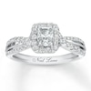 Thumbnail Image 1 of Previously Owned Neil Lane Engagement Ring 1 ct tw Radiant & Round-cut Diamonds 14K White Gold