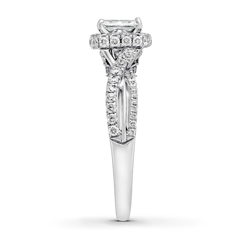 Main Image 3 of Previously Owned Neil Lane Engagement Ring 1 ct tw Radiant & Round-cut Diamonds 14K White Gold