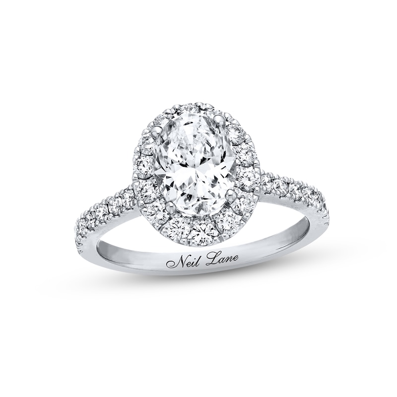 Main Image 1 of Previously Owned Neil Lane Diamond Engagement Ring 2-1/8 ct tw Oval & Round-cut 14K White Gold