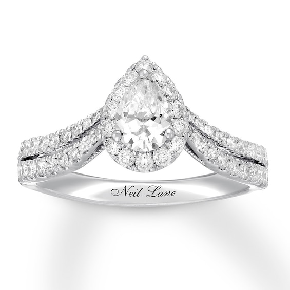 Previously Owned Neil Lane Diamond Engagement Ring 1 ct tw Pear & Round-cut 14K White Gold