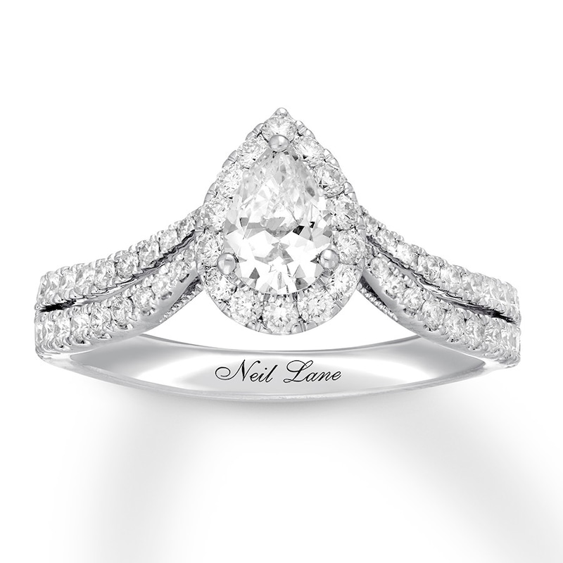 Main Image 1 of Previously Owned Neil Lane Diamond Engagement Ring 1 ct tw Pear & Round-cut 14K White Gold