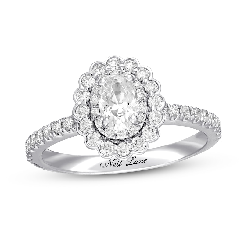 Main Image 1 of Previously Owned Neil Lane Diamond Engagement Ring 7/8 ct tw Oval & Round-cut 14K White Gold