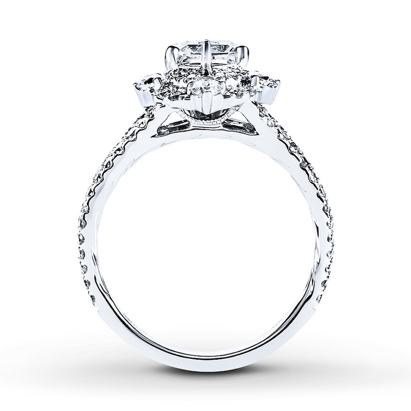 Main Image 2 of Previously Owned Angel Sanchez Ring 1-1/4 ct tw Princess & Round-cut Diamonds 14K White Gold