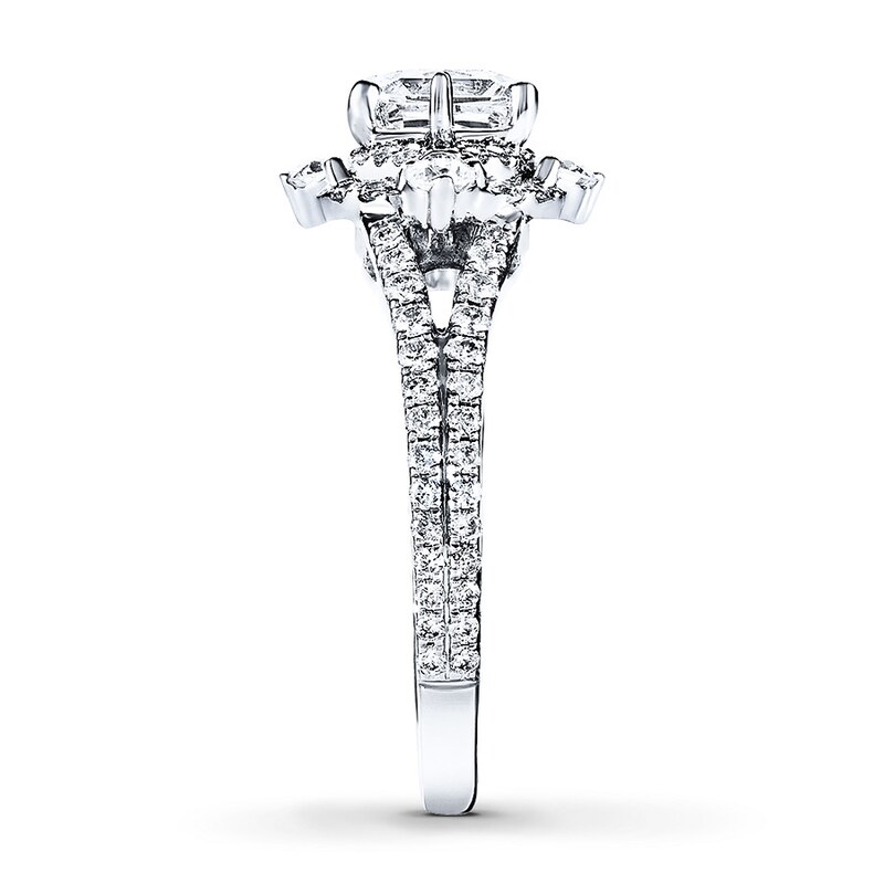 Main Image 3 of Previously Owned Angel Sanchez Ring 1-1/4 ct tw Princess & Round-cut Diamonds 14K White Gold