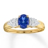 Thumbnail Image 1 of Previously Owned&nbsp;Lab-Created Sapphire Ring 1/15 ct tw Diamonds 10K Yellow Gold