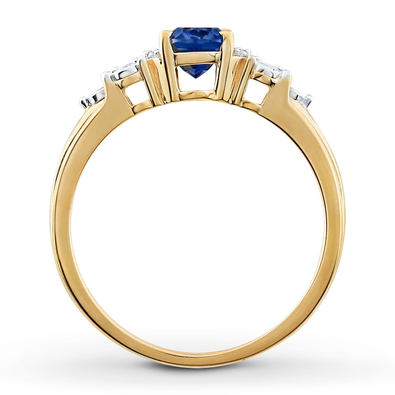 Main Image 2 of Previously Owned&nbsp;Lab-Created Sapphire Ring 1/15 ct tw Diamonds 10K Yellow Gold