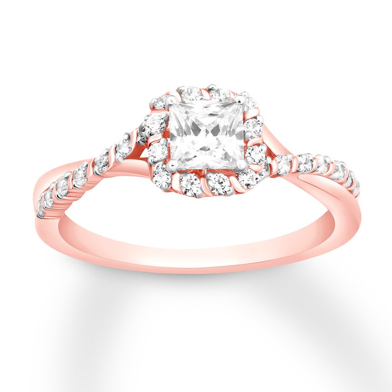 Previously Owned Diamond Engagement Ring 3/4 ct tw Princess & Round-cut 14K Rose Gold