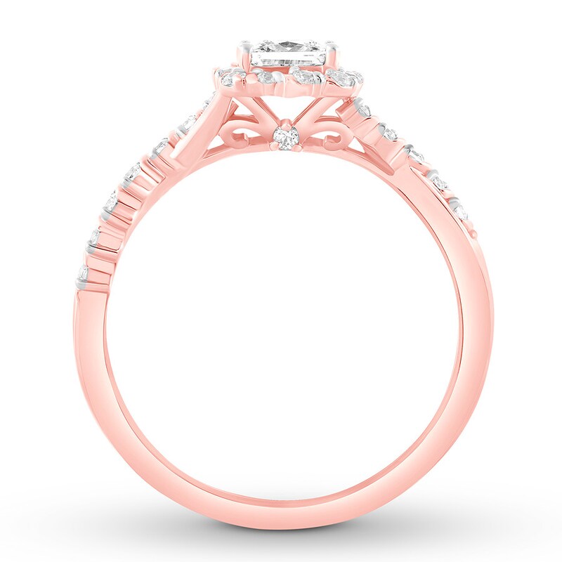 Previously Owned Diamond Engagement Ring 3/4 ct tw Princess & Round-cut 14K Rose Gold