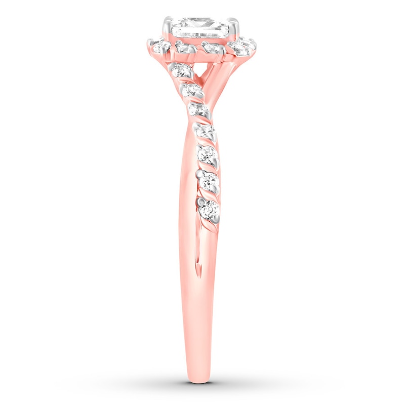 Previously Owned Diamond Engagement Ring 3/4 ct tw Princess & Round-cut 14K Rose Gold