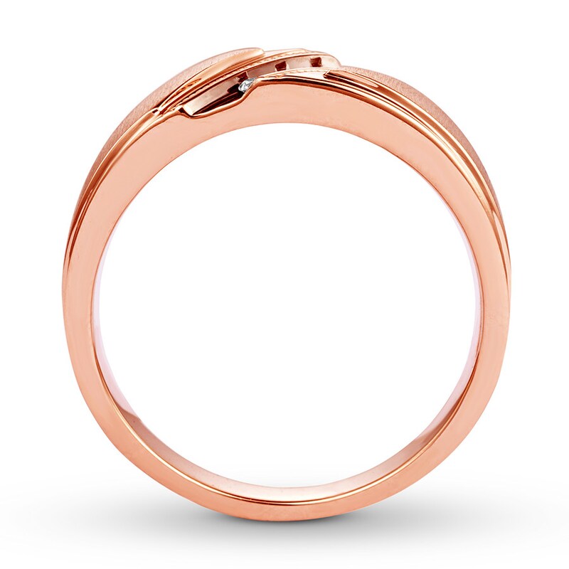 Main Image 2 of Previously Owned Men's Diamond Wedding Band 1/10 ct tw Round-cut 10K Rose Gold
