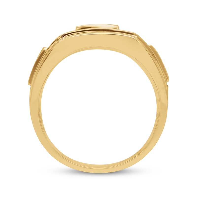 Main Image 2 of Previously Owned Men's Brown & White Diamond Wedding Band 1 ct tw Round-cut 10K Yellow Gold