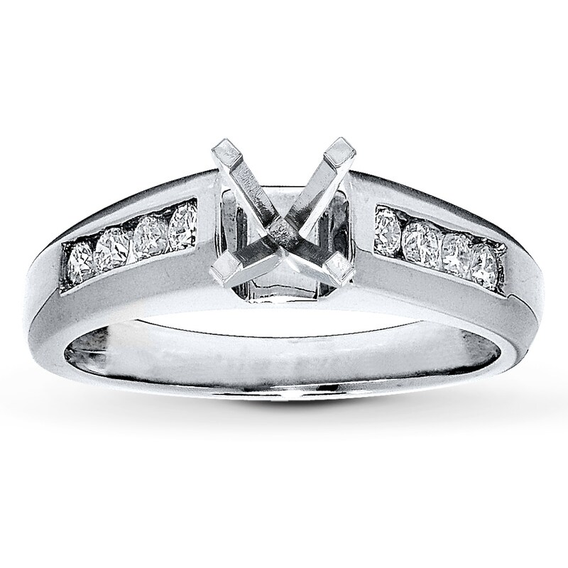 Main Image 1 of Previously Owned Diamond Ring Setting 1/3 ct tw Round-cut 14K White Gold