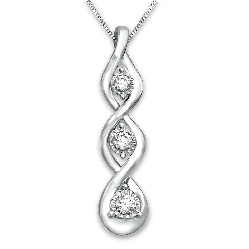 Main Image 1 of Previously Owned Diamond Necklace 1/4 ct tw Round-cut 10K White Gold
