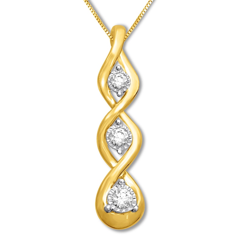 Main Image 1 of Previously Owned Diamond Necklace 1/3 ct tw Round-cut 10K Yellow Gold 18"