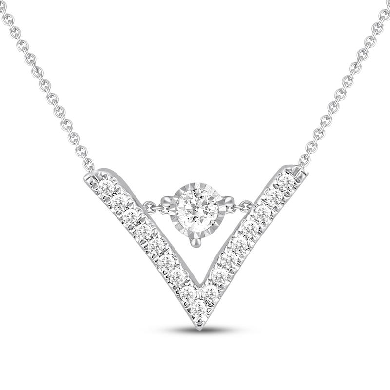 Main Image 1 of Previously Owned Diamond Choker Necklace 1/6 ct tw Sterling Silver Adjustable