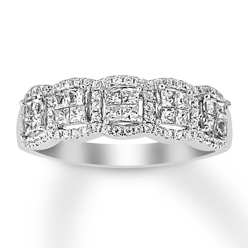 Main Image 1 of Previously Owned Diamond Anniversary Band 3/4 ct tw Princess & Round-cut 14K White Gold