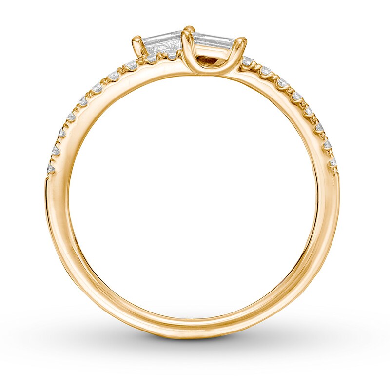 Main Image 2 of Previously Owned Ever Us Diamond Ring 1/4 ct tw Baguette & Round 10K Yellow Gold