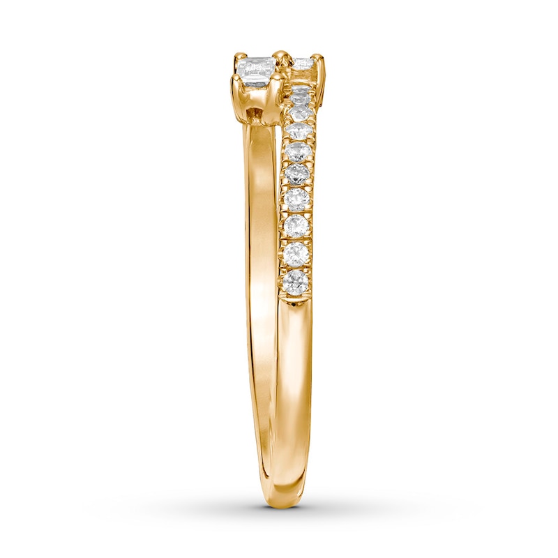 Main Image 3 of Previously Owned Ever Us Diamond Ring 1/4 ct tw Baguette & Round 10K Yellow Gold