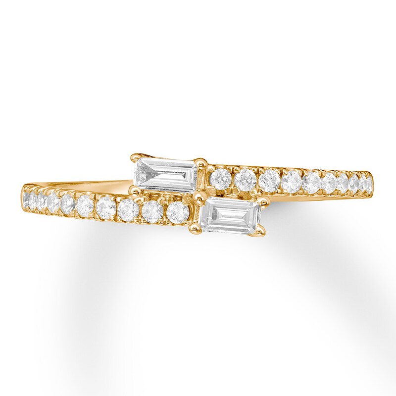 Main Image 4 of Previously Owned Ever Us Diamond Ring 1/4 ct tw Baguette & Round 10K Yellow Gold